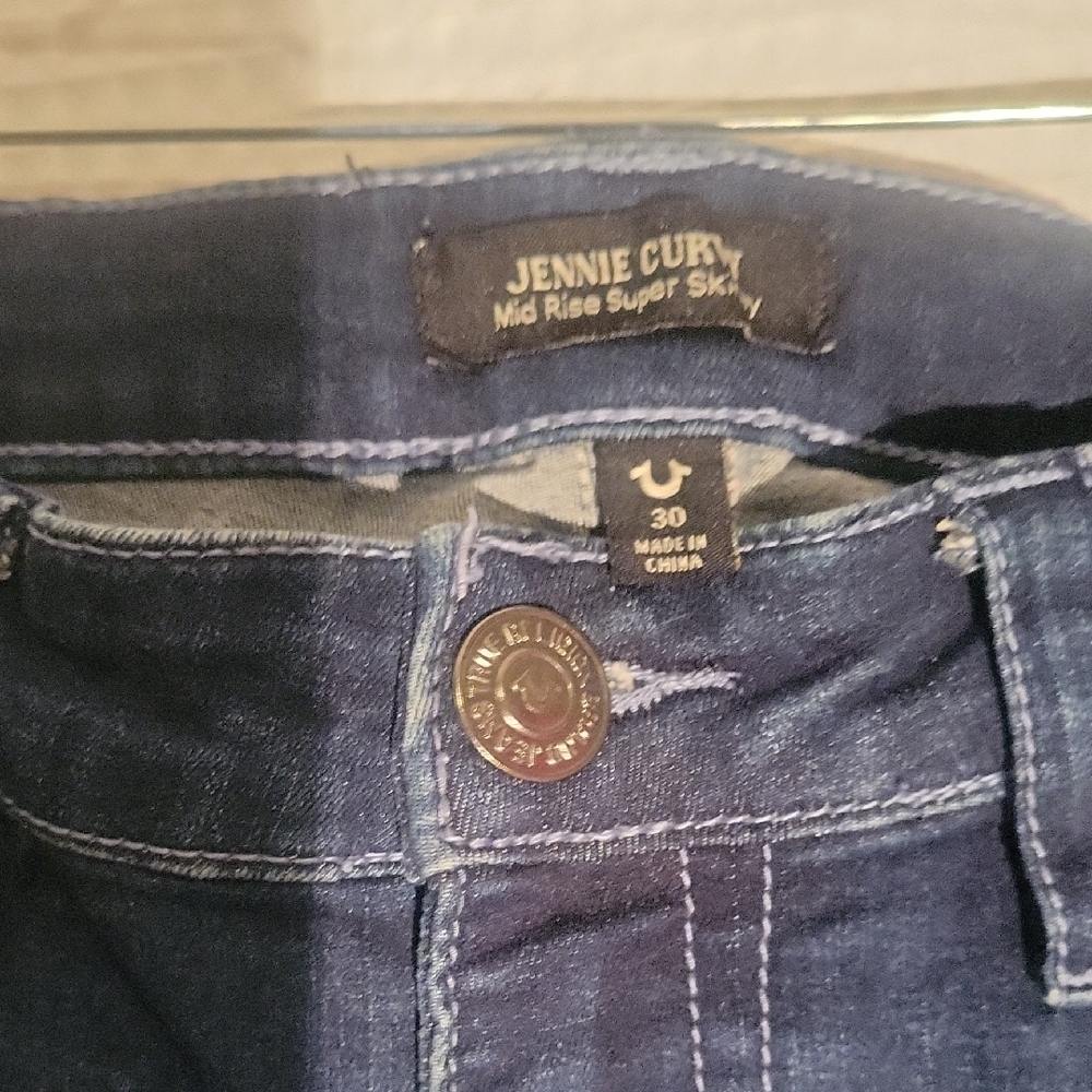True Religion Blue Skinny Jeans with Contrast Stitching